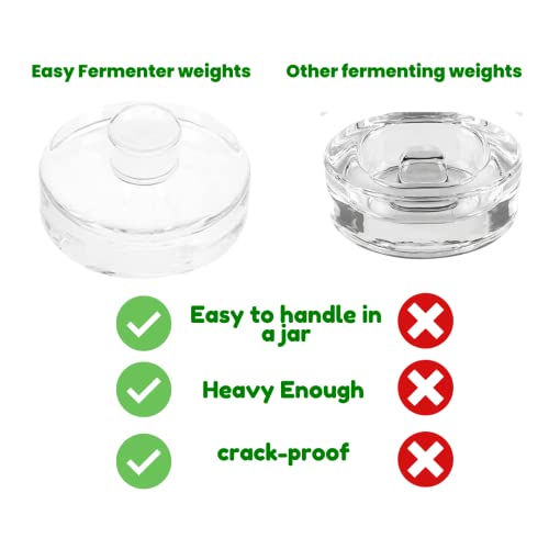 Nourished Essentials fermentation weights with grooved handles for easy jar insertion.