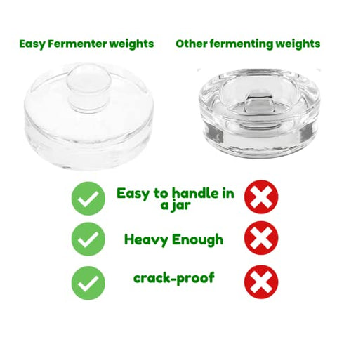 Nourished Essentials fermentation weights with grooved handles for easy jar insertion.