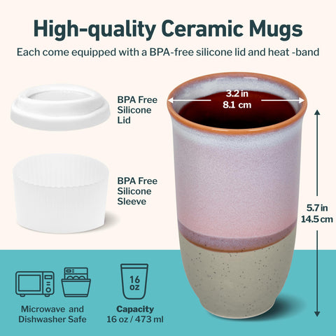 NOVA CERAMICS 16oz porcelain cup showcases ample capacity for your coffee ritual.