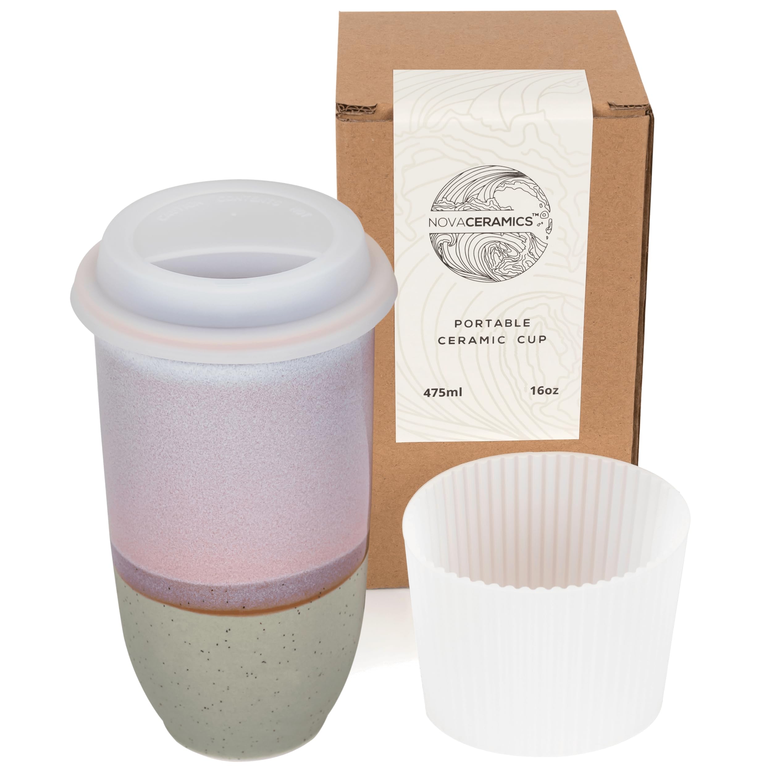 NOVA CERAMICS Coffee Travel Mug front view showcases horizon glaze for daily use.