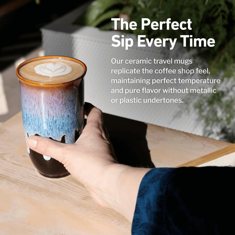 NOVA CERAMICS Microwave-safe ceramic tumbler for quick reheats.