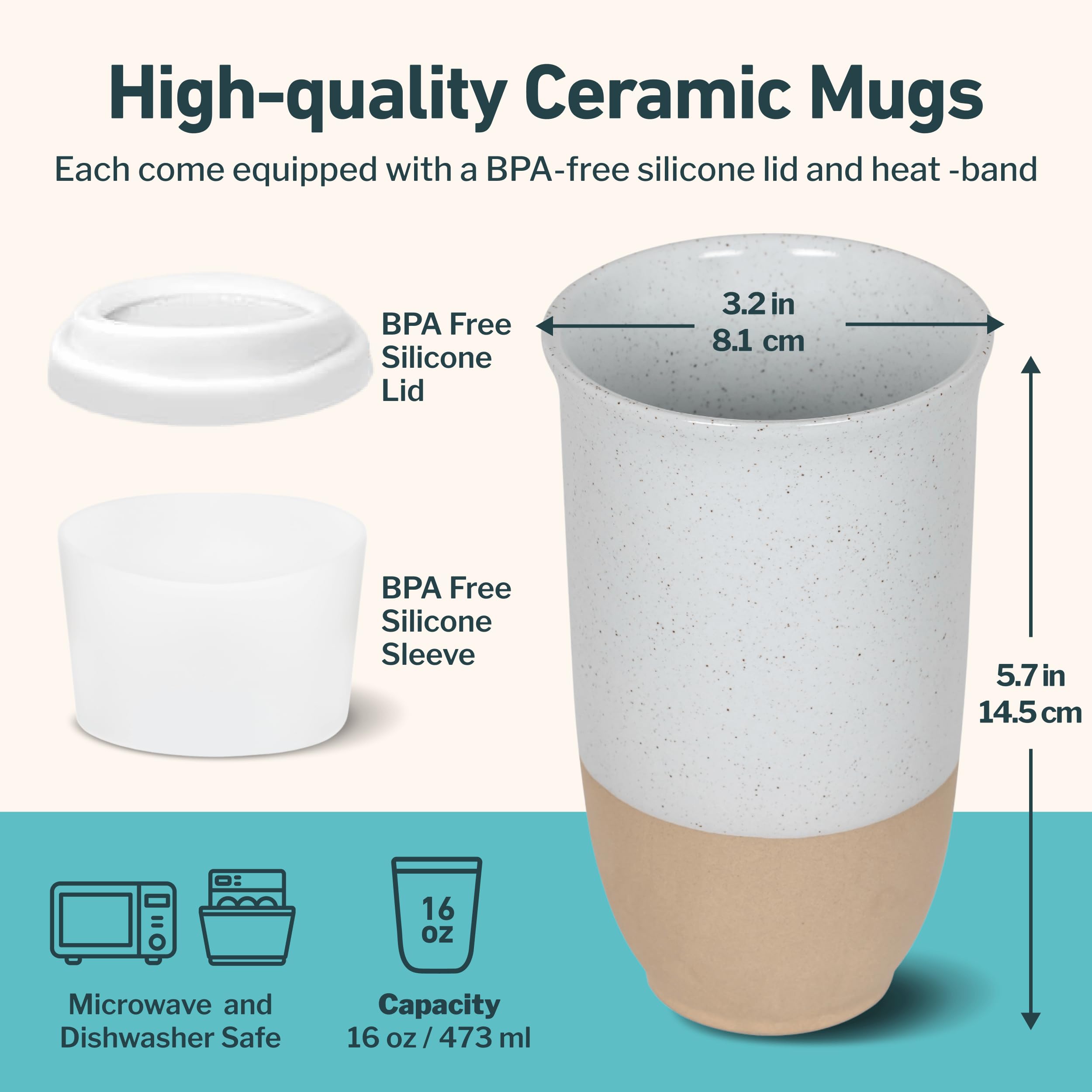 Nova Ceramics travel mug 16oz capacity emphasizes portable coffee on the go
