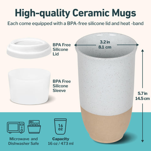 Nova Ceramics travel mug 16oz capacity emphasizes portable coffee on the go