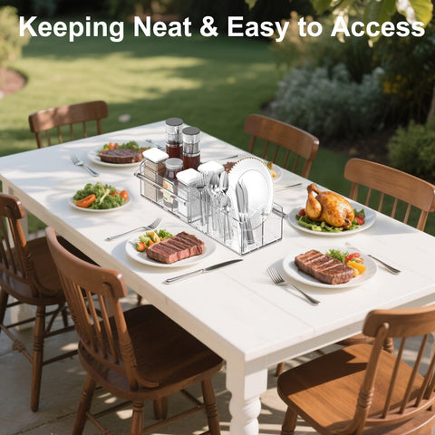 Novacrylion utensil caddy ideal for buffets, picnics, and party tables