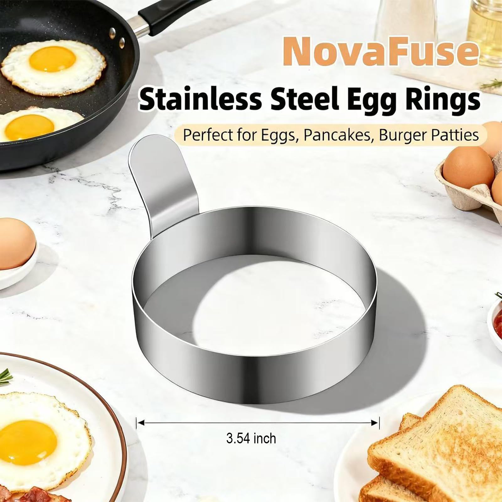 NovaFuse 9cm egg ring size ideal for breakfast patties