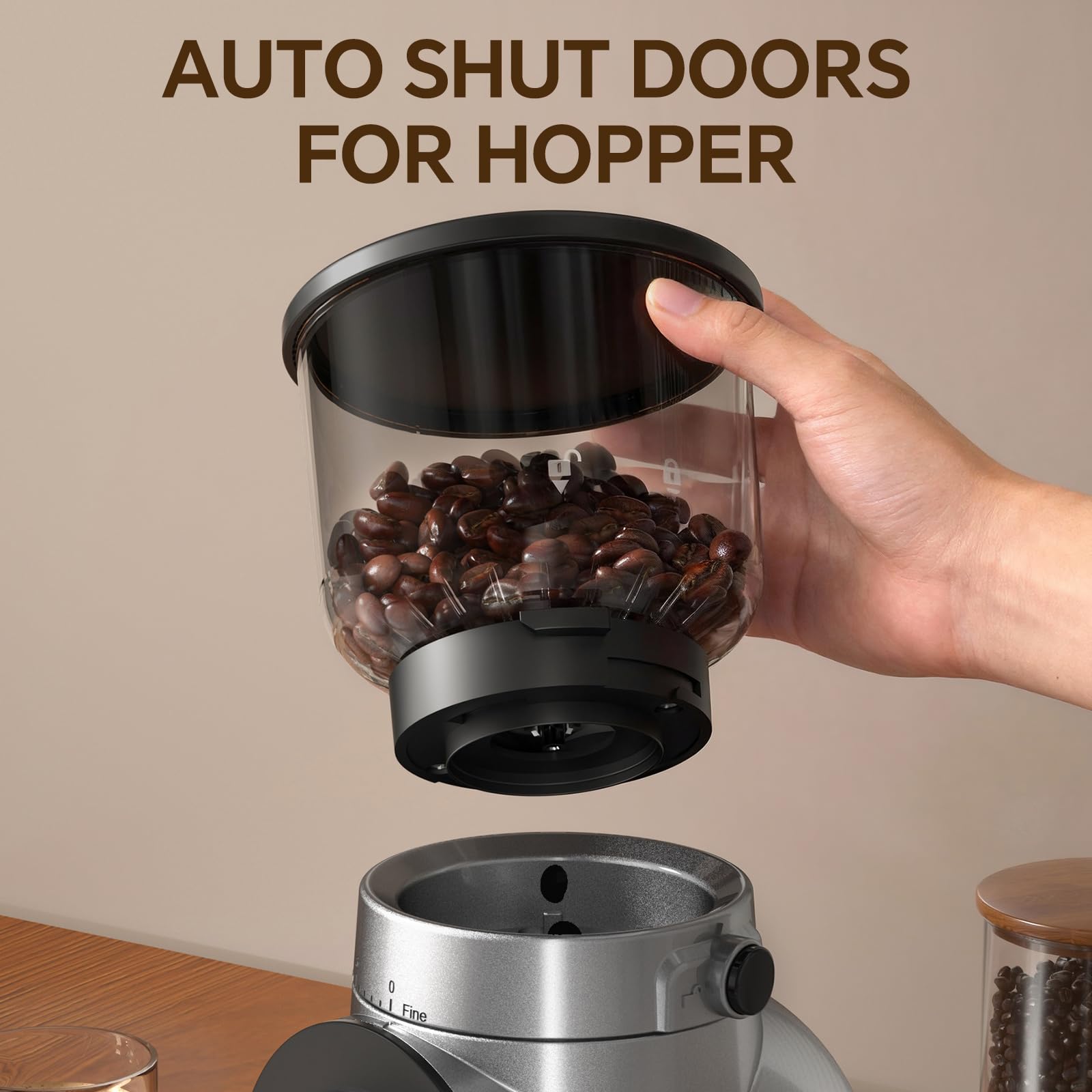 Novalife detachable hopper enables easy pouring of beans