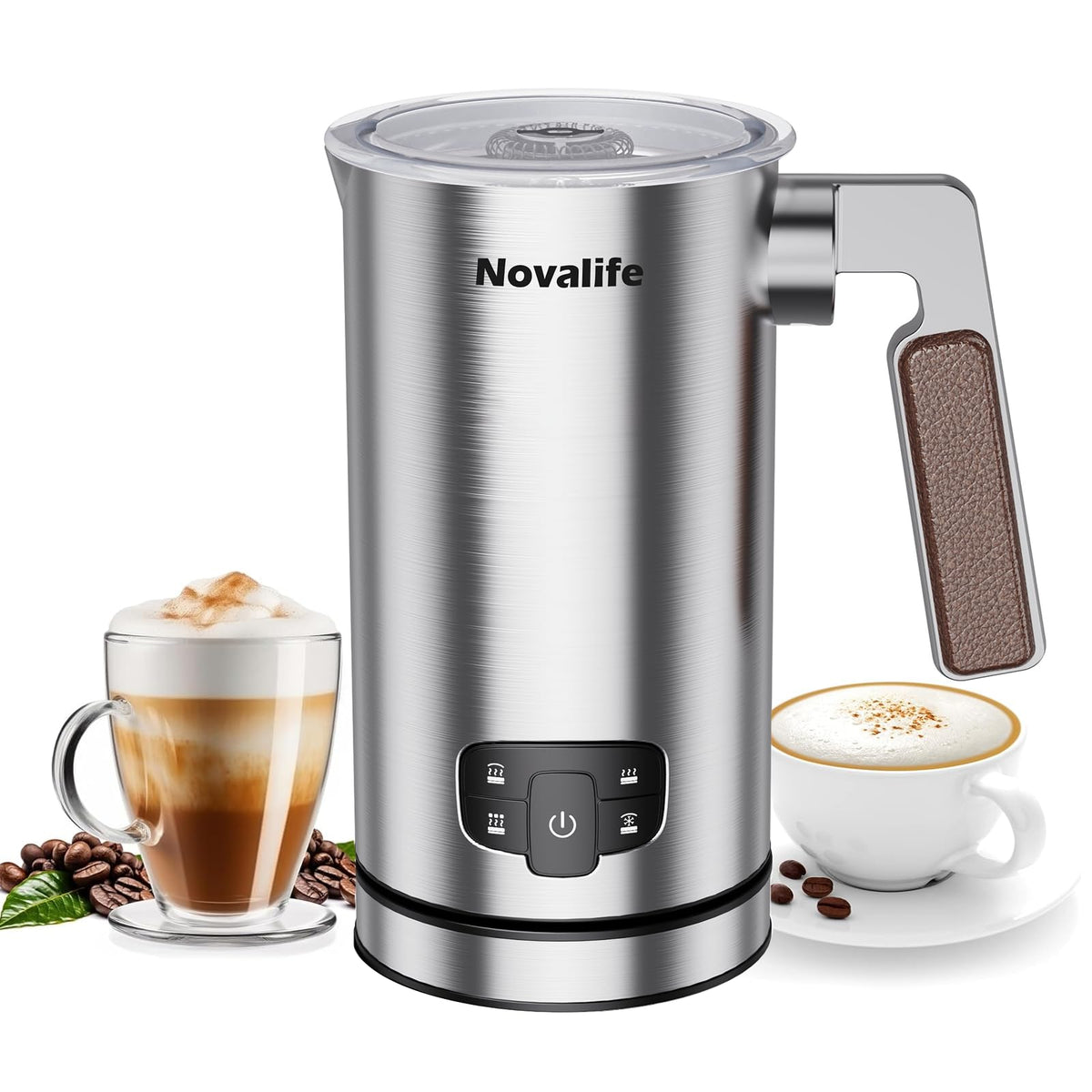 Novalife Milk Frother 4-in-1 dense hot foam for lattes and macchiatos