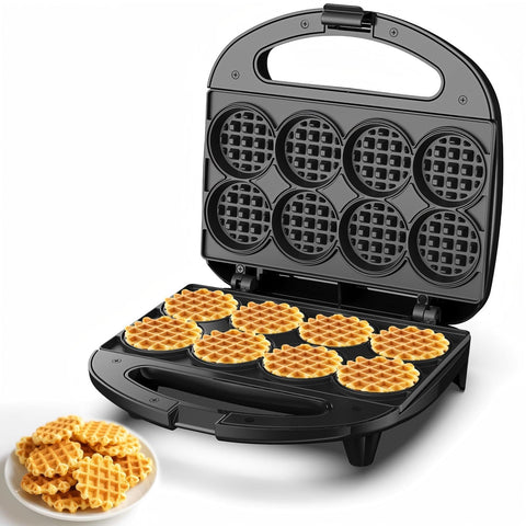Novalife Mini Waffle Maker front view, compact design ideal for small kitchens.