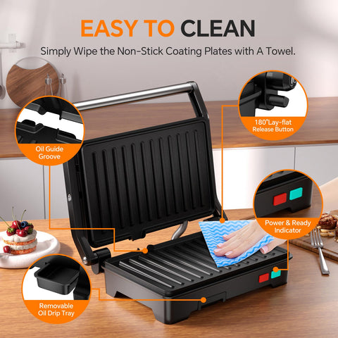 Novalife Panini Press Grill compact size fits small kitchens, dorms, and offices.