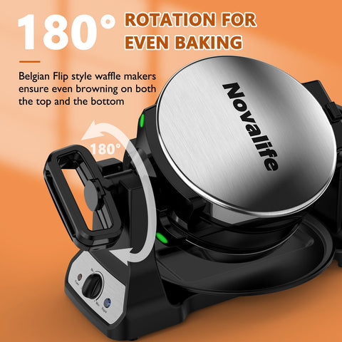 Novalife waffle-maker-browning-control lets you select preferred finish.