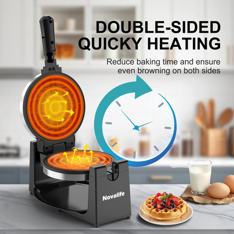 Novalife waffle maker double-sided heating delivers faster breakfast options.
