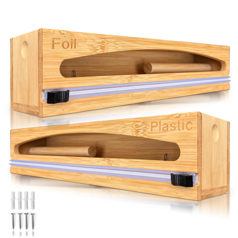 NovaNest wrap organizer with built-in cutter in assembly view for tidy storage
