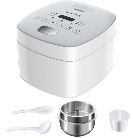 Novaspark low-carb rice cooker inner pot with stainless steel interior and easy cleanup.