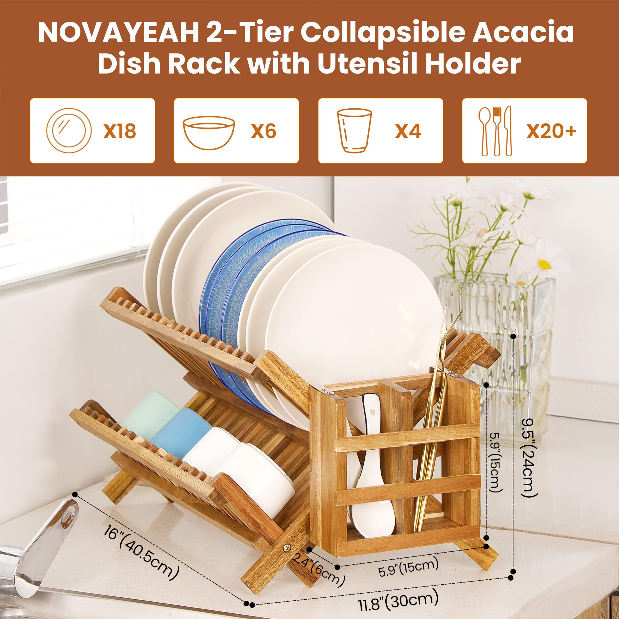 NOVAYEAH acacia wood grain with warm color on rack.