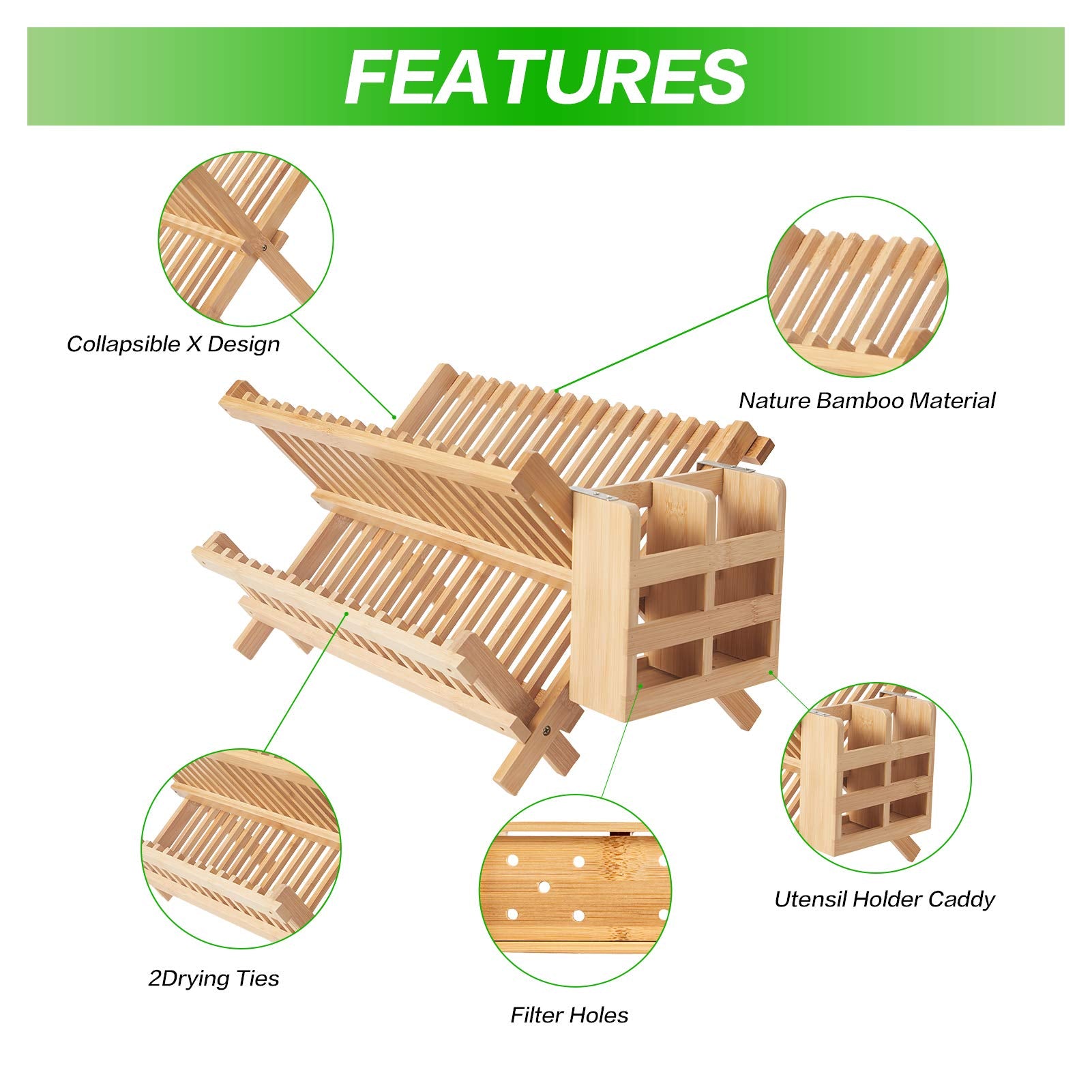 NOVAYEAH bamboo rack folds flat to save drawer space