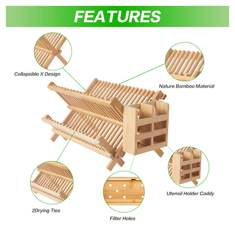 NOVAYEAH bamboo rack folds flat to save drawer space