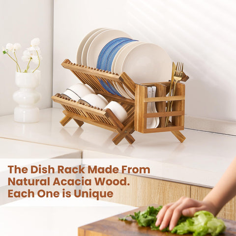 NOVAYEAH bamboo utensil holder attached to rack for organized flatware.