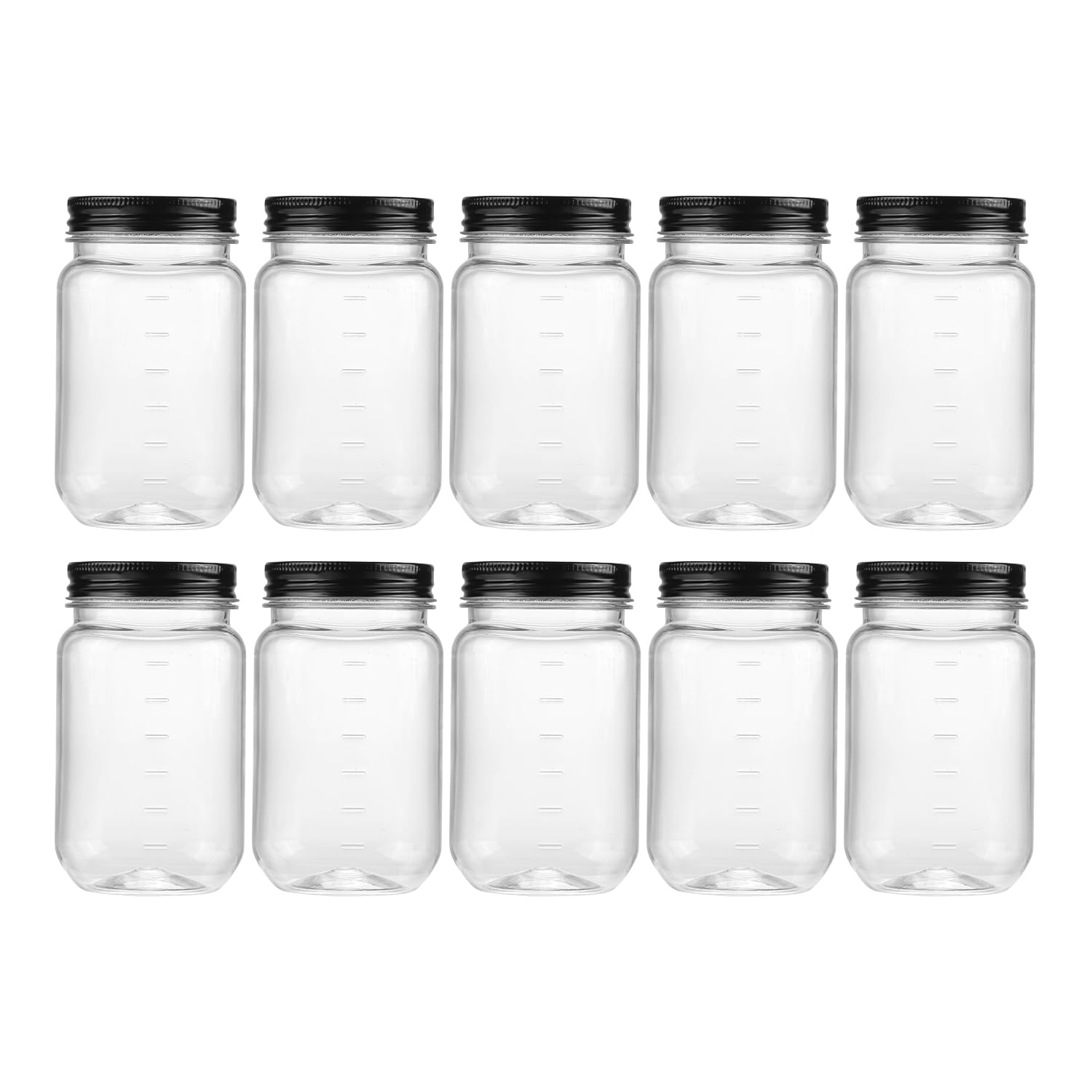 novelinks 16 oz clear plastic jar with lid front view showing clarity and size