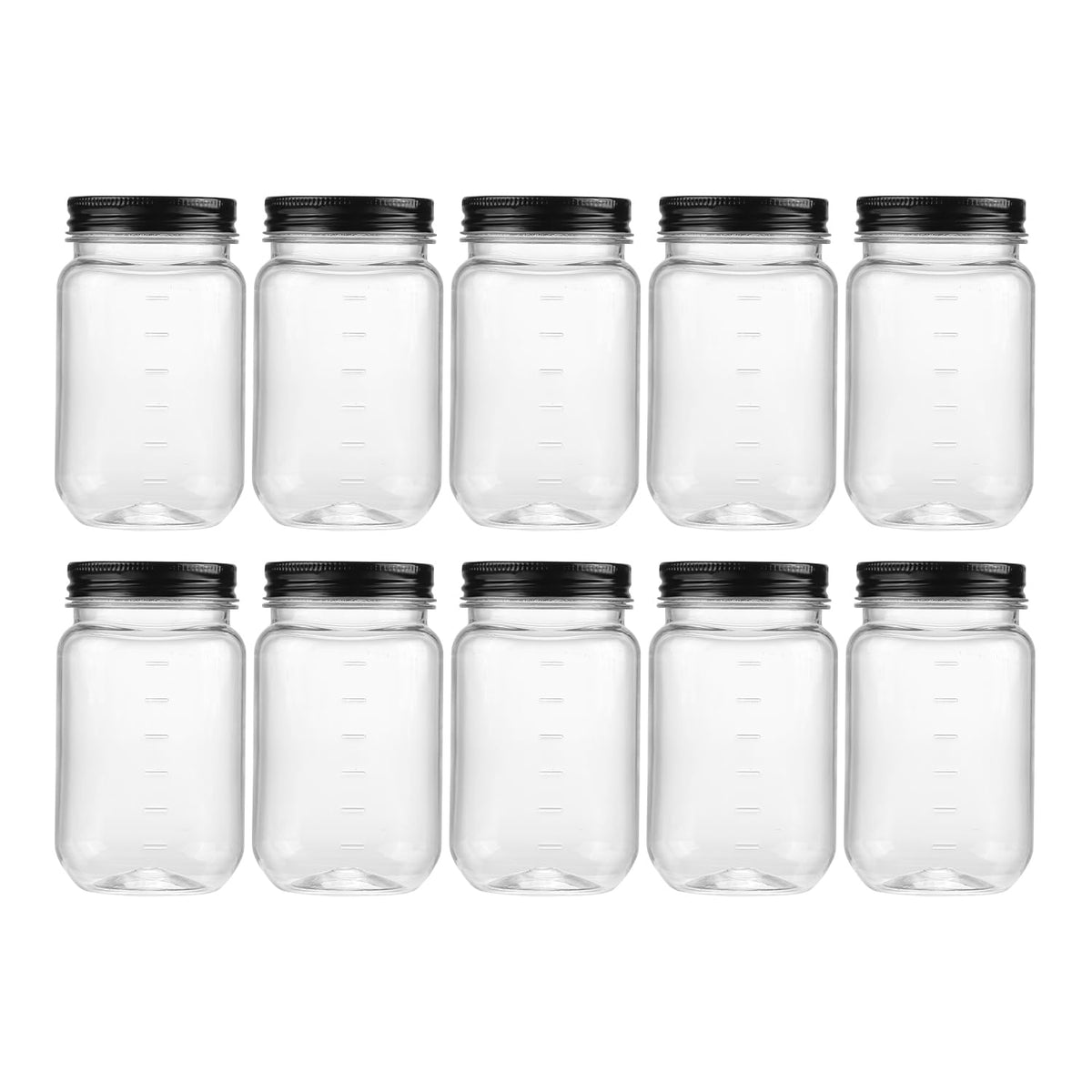 novelinks 16 oz clear plastic jar with lid front view showing clarity and size