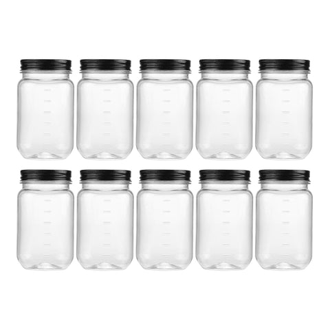 novelinks 16 oz clear plastic jar with lid front view showing clarity and size