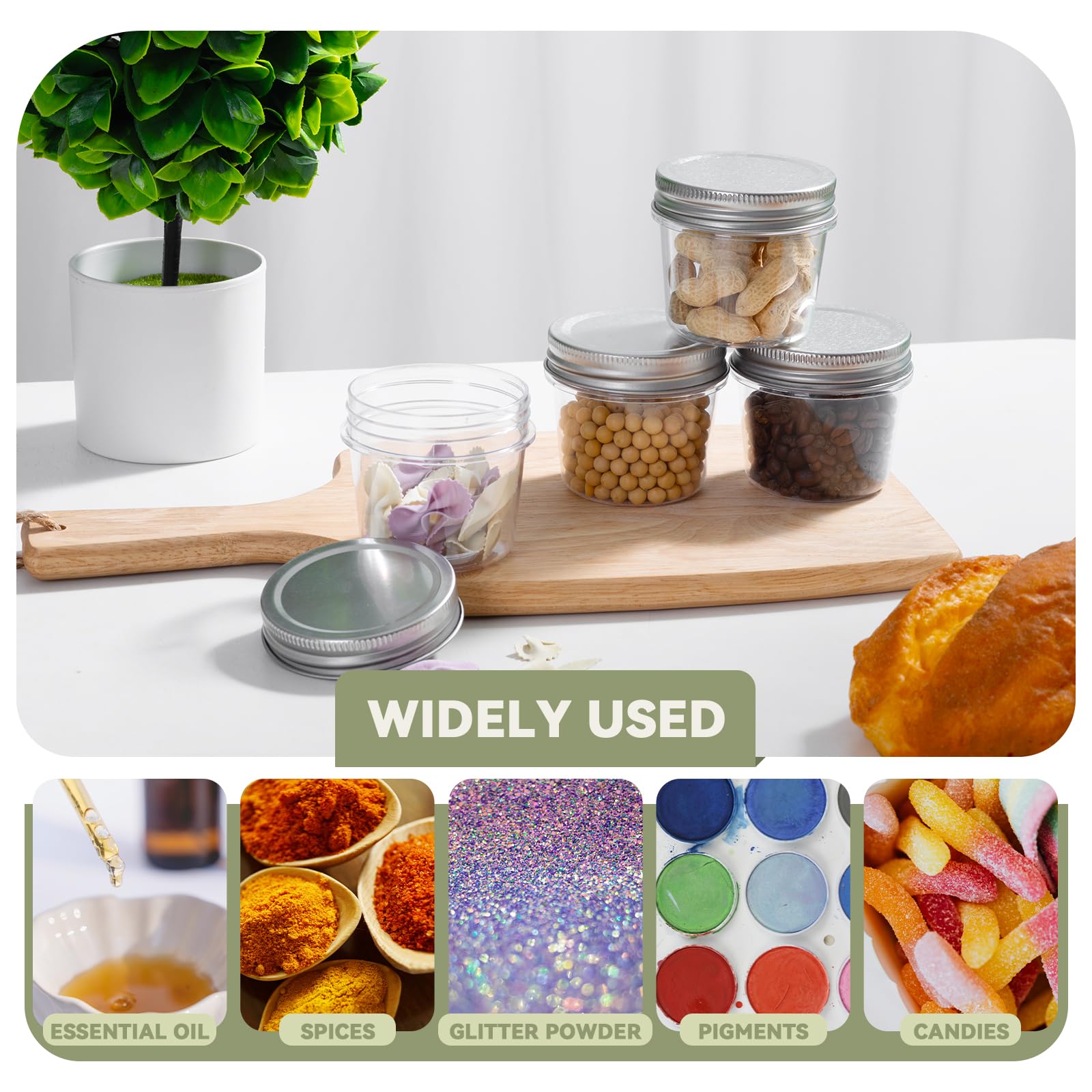 Novelinks clear plastic jar for spices and nuts with leakproof cap and durable construction.