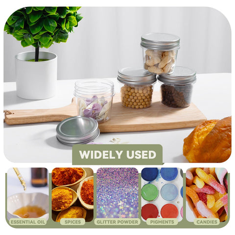 Novelinks clear plastic jar for spices and nuts with leakproof cap and durable construction.