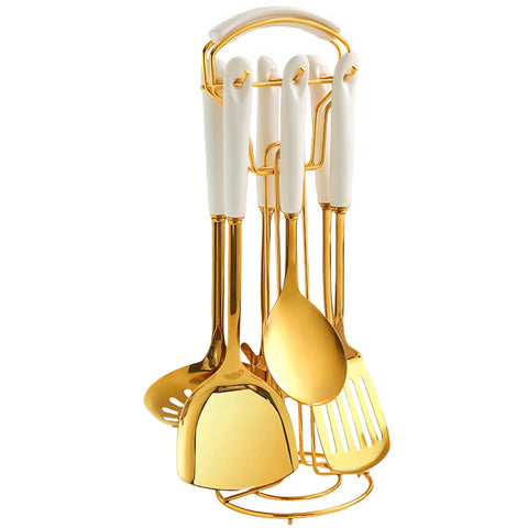 Novellus white-gold soup ladle for effortless serving with ergonomic handle.