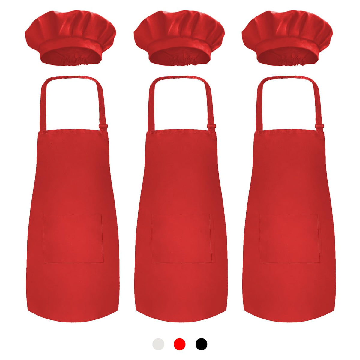 Novelty Place kids apron and chef hat set in red, durable fabric for cooking and crafts
