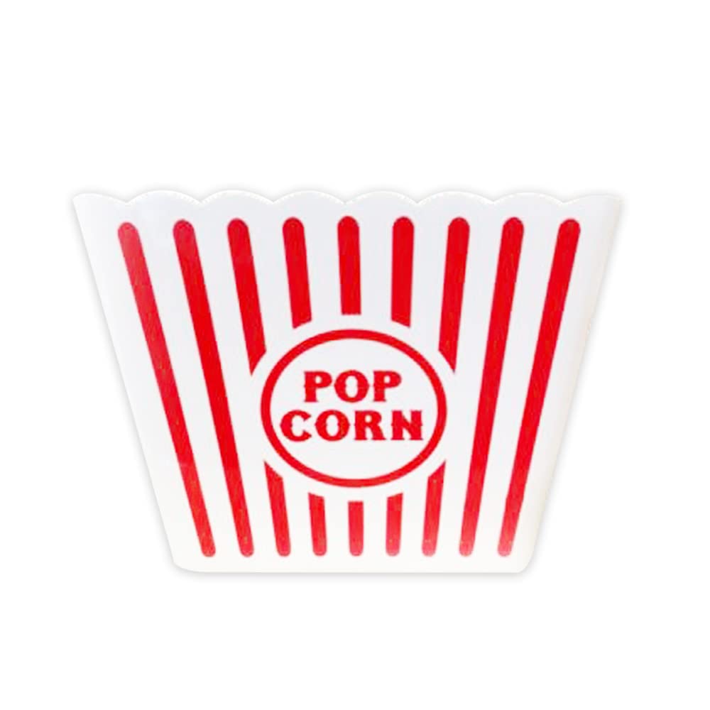 Novelty Place square 9.25-inch popcorn container showing compact retro design.