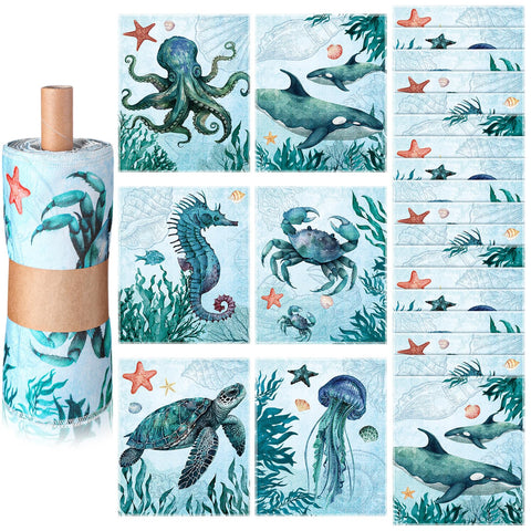 Noveread sea animals soft cotton towels shown up close for gentle cleanup.