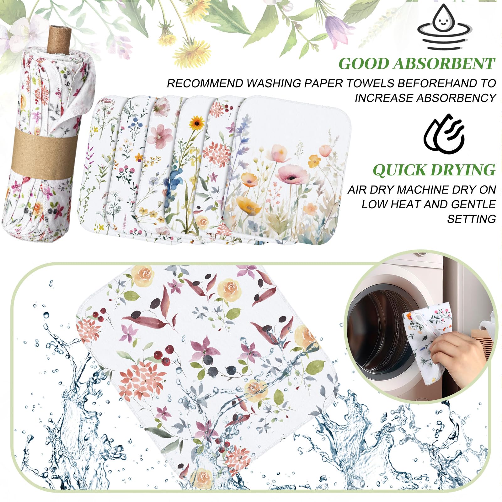 Noveread washable cotton kitchen towels showing soft absorbent fibers for daily use.