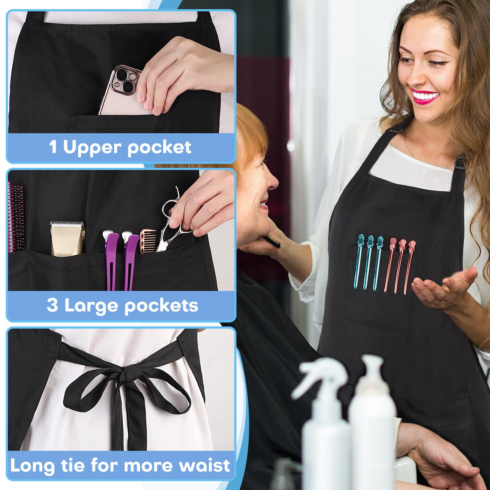 Noverlife hair stylist apron with four pockets keeps tools organized and ready.