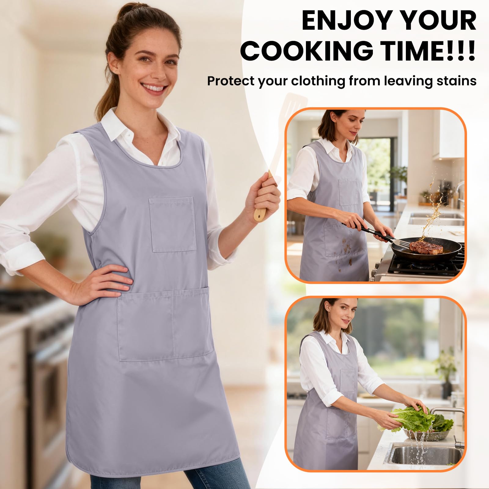 Noverlife Cross Back Apron showing three spacious pockets for tools and phone.