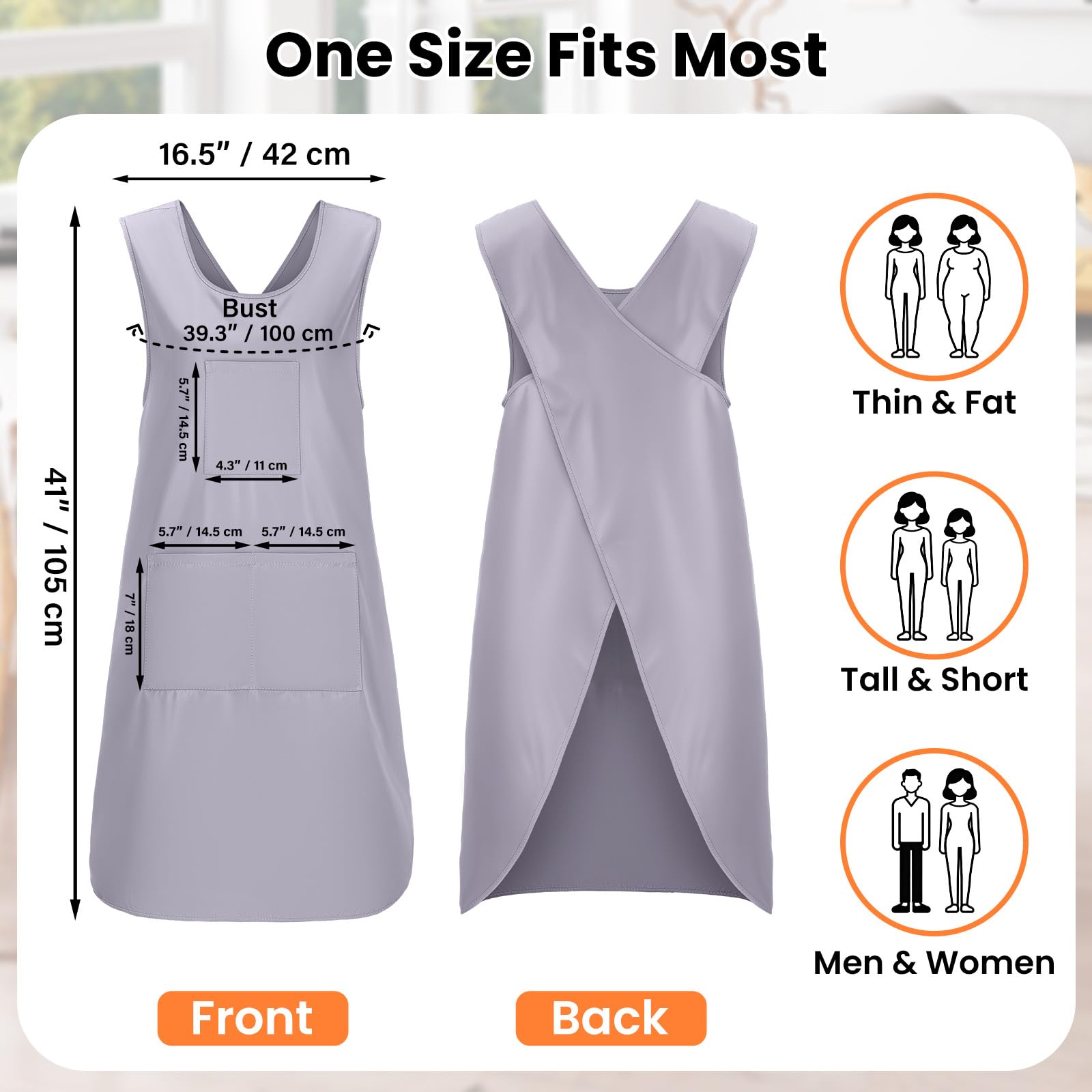 Noverlife Apron fabric is stain-resistant polyester protecting clothes from spills.