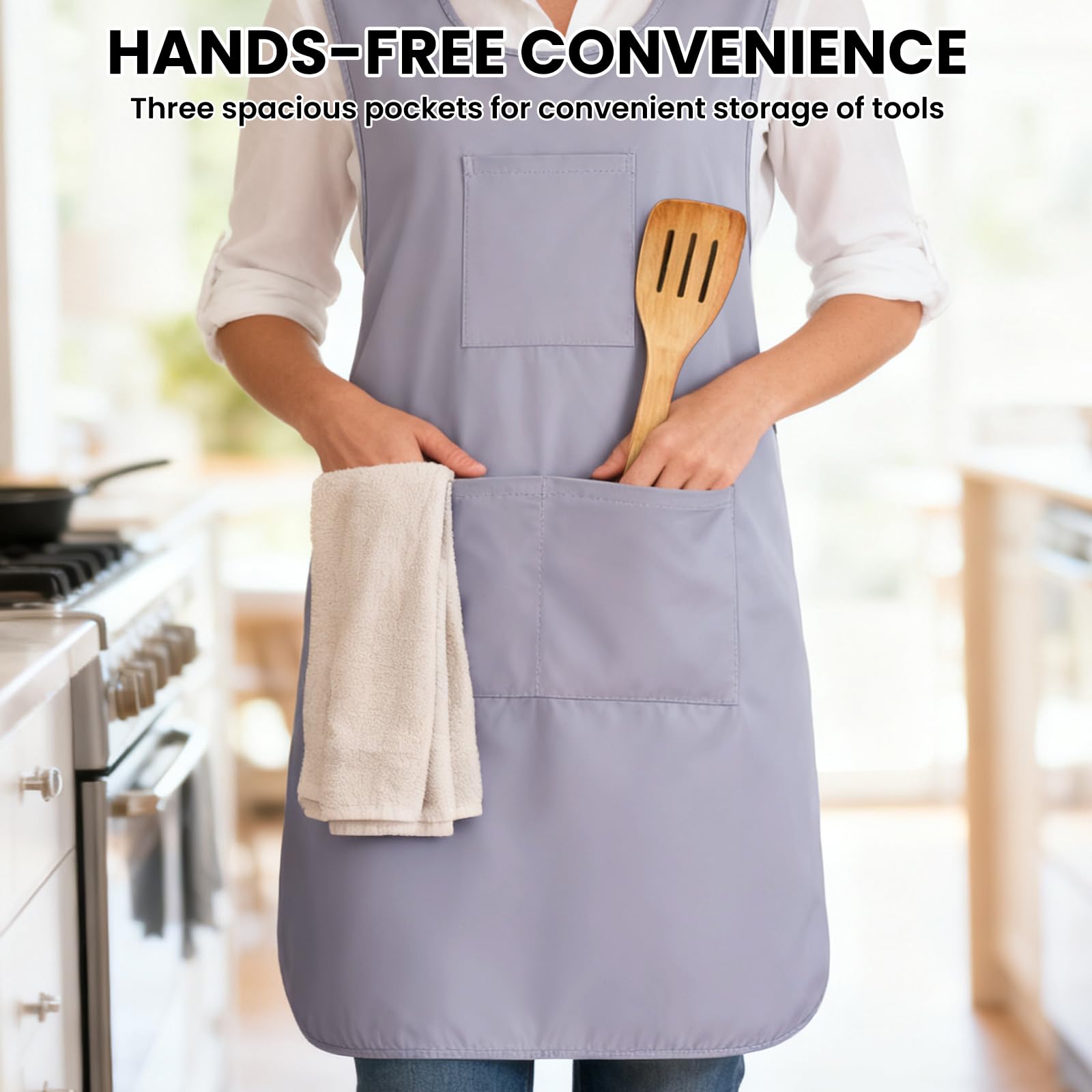 Noverlife Apron demonstrates versatility for kitchen, garden, studio tasks.