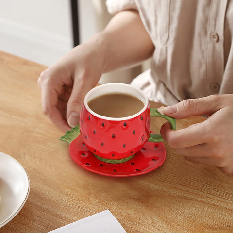 Daily-use Noviko teacup with saucer for latte and milk drinks