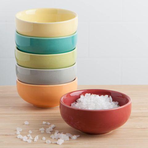 Now Designs Canyon ceramic pinch bowls, 3-inch diameter for precise portions.