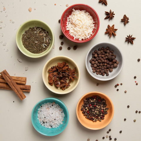 Now Designs Canyon pinch bowls shown with sauces for serving versatility.