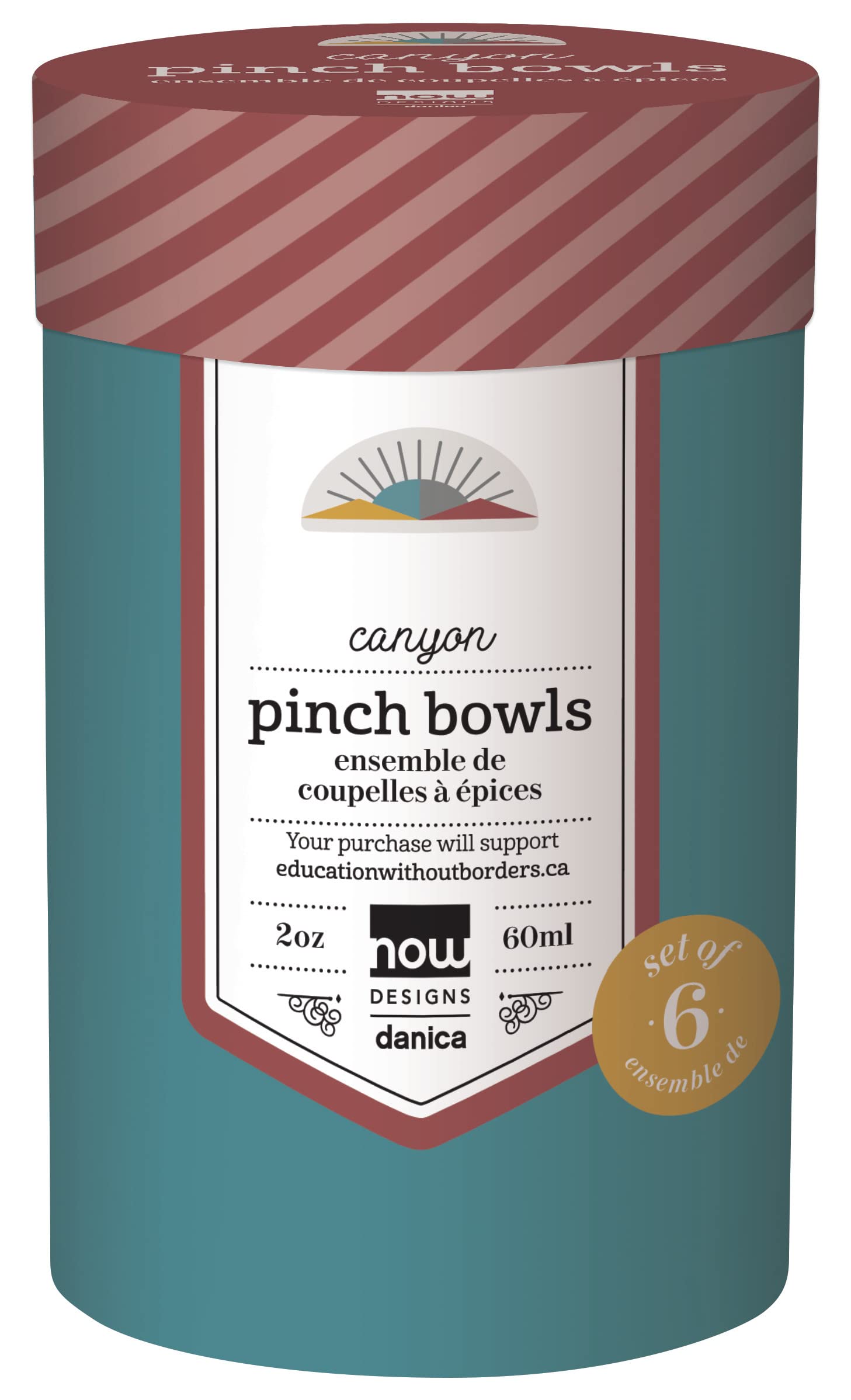 Now Designs Canyon pinch bowls in a color-coordinated set for easy matching tableware.