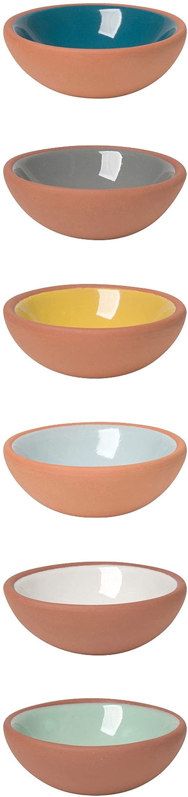 Now Designs Terra-Cotta Pinch Bowls with glazed interiors, perfect for spices and small sauces