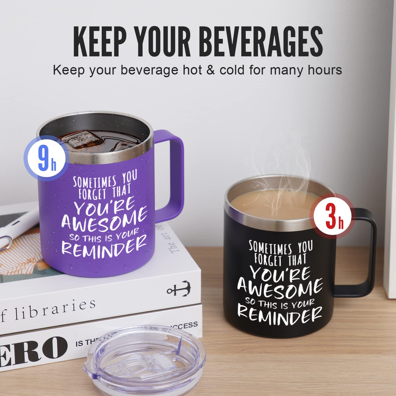 NOWWISH purple finish mug with ergonomic handle offers a comfortable grip for daily use.