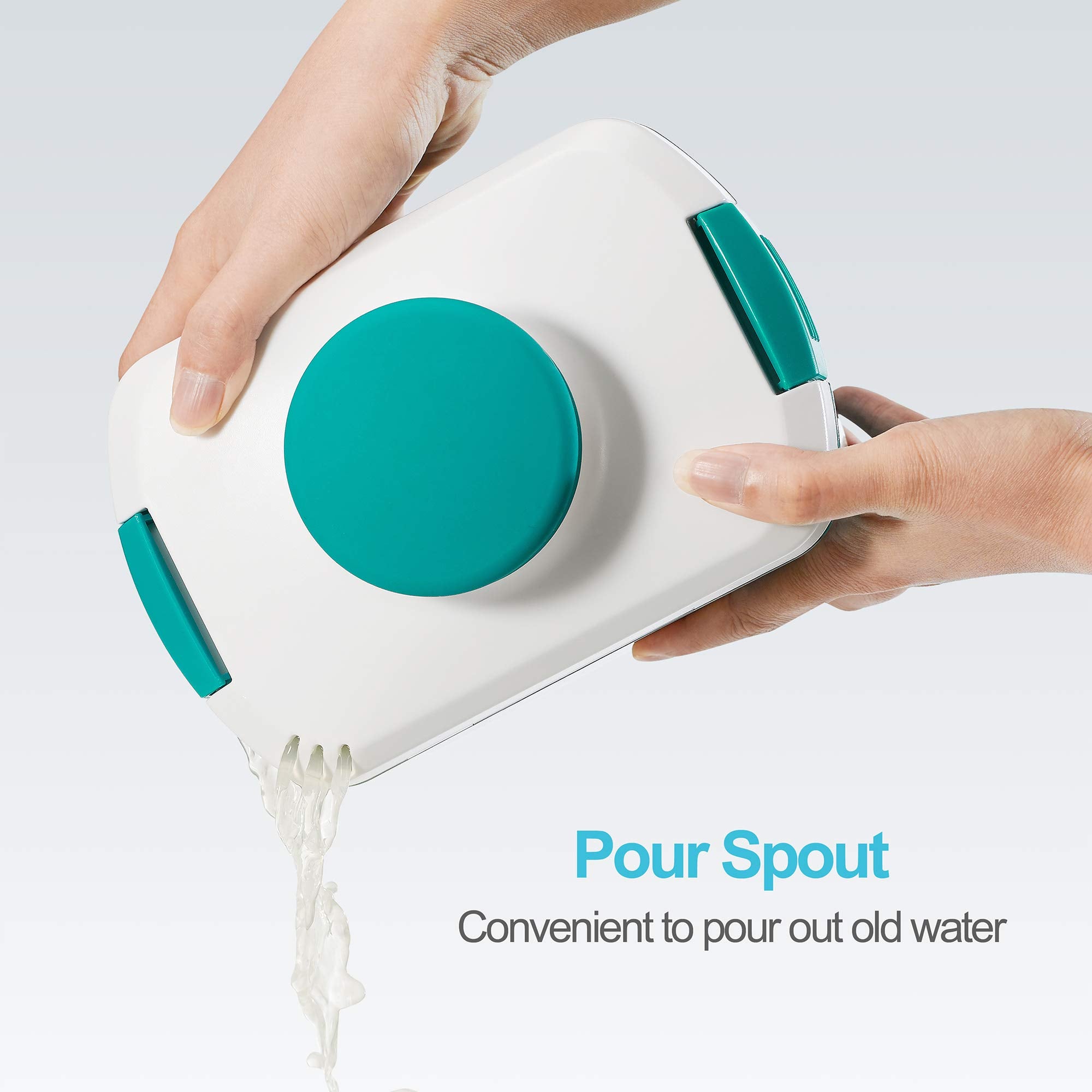 NOYA press top lid features a pour spout for easy liquid release.
