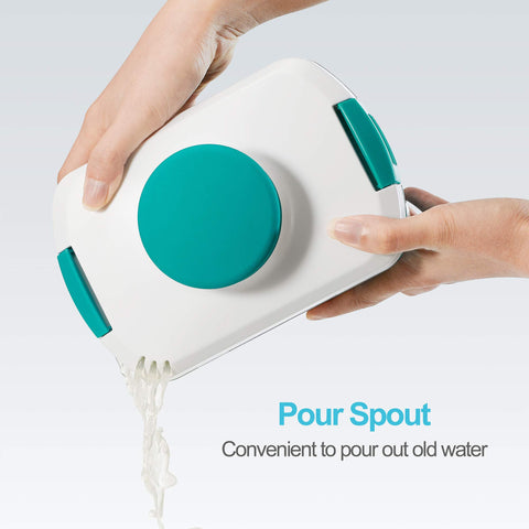 NOYA press top lid features a pour spout for easy liquid release.