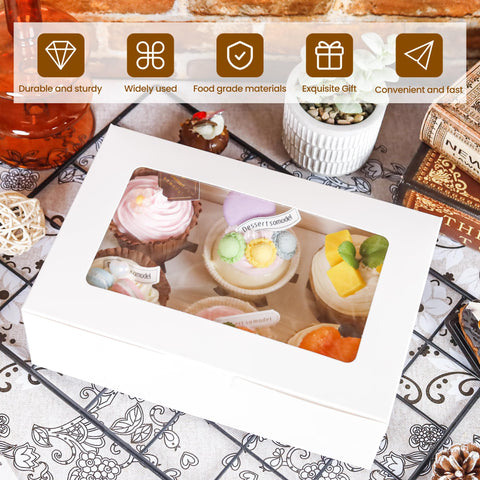 NPLUX 15-pack cupcake box flat-pack saves storage space