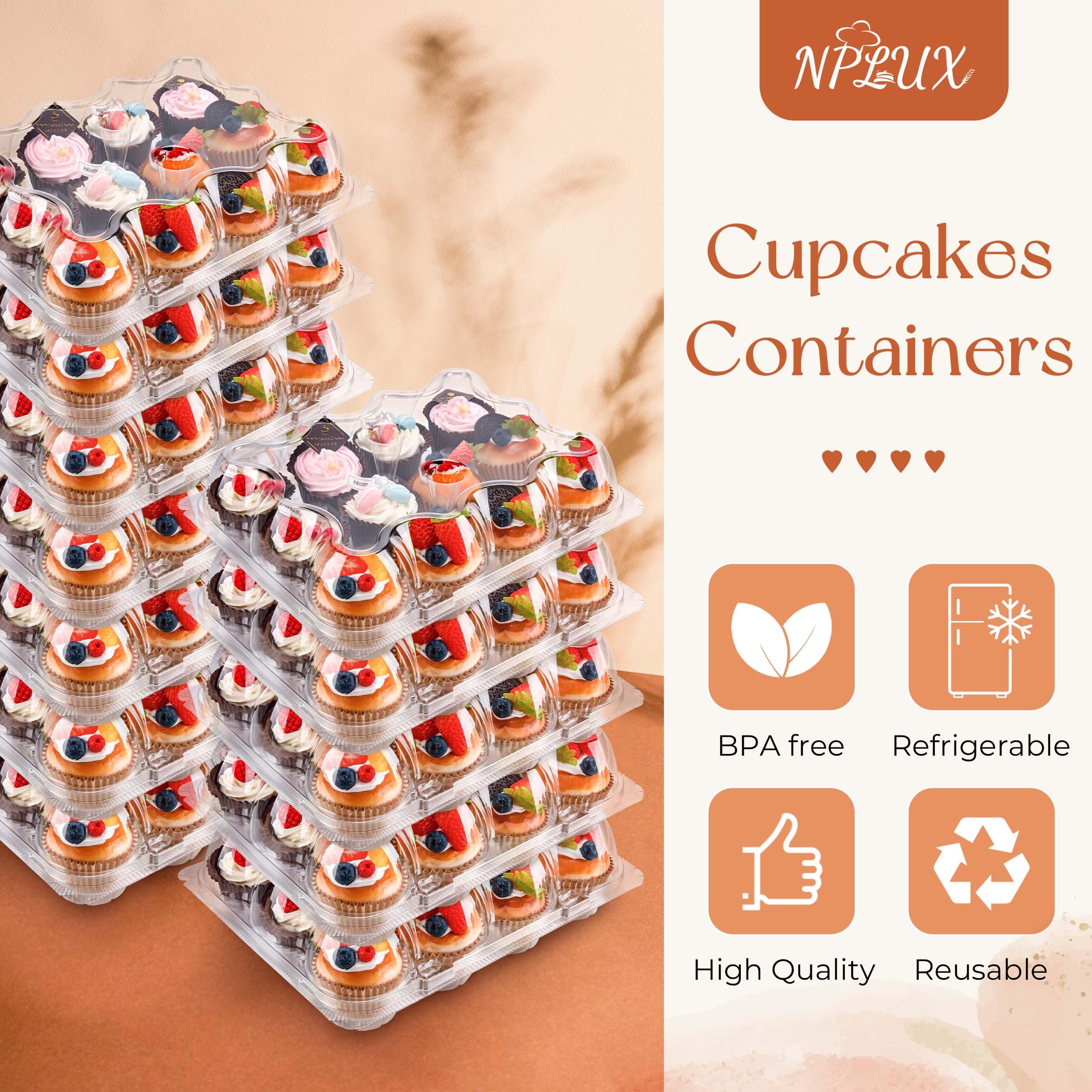 NPLUX cupcake box detachable lid for quick access and reuse