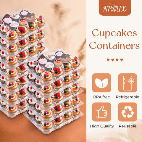 NPLUX cupcake box detachable lid for quick access and reuse