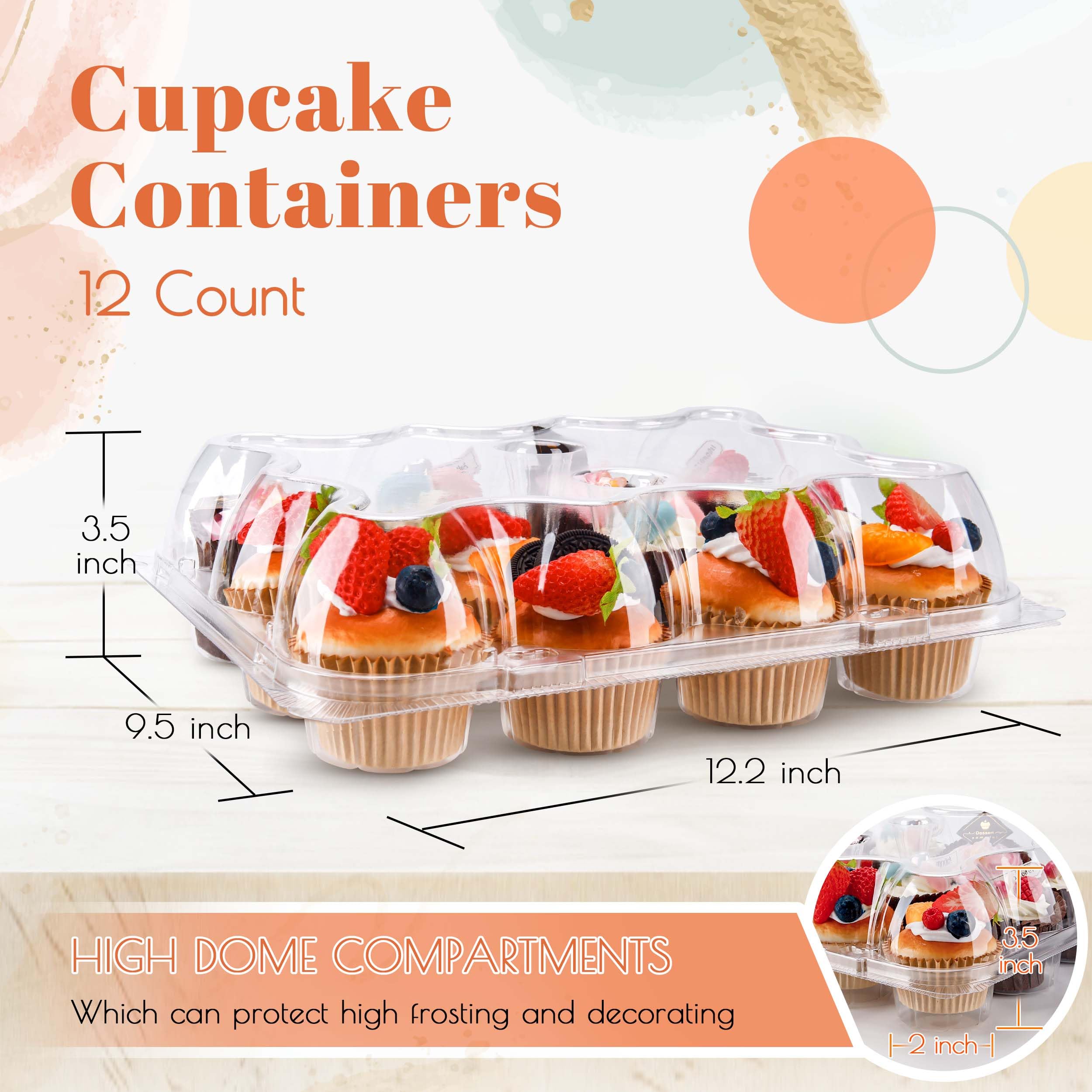 NPLUX cupcake box tall dome lid highlighting frosting protection and visibility