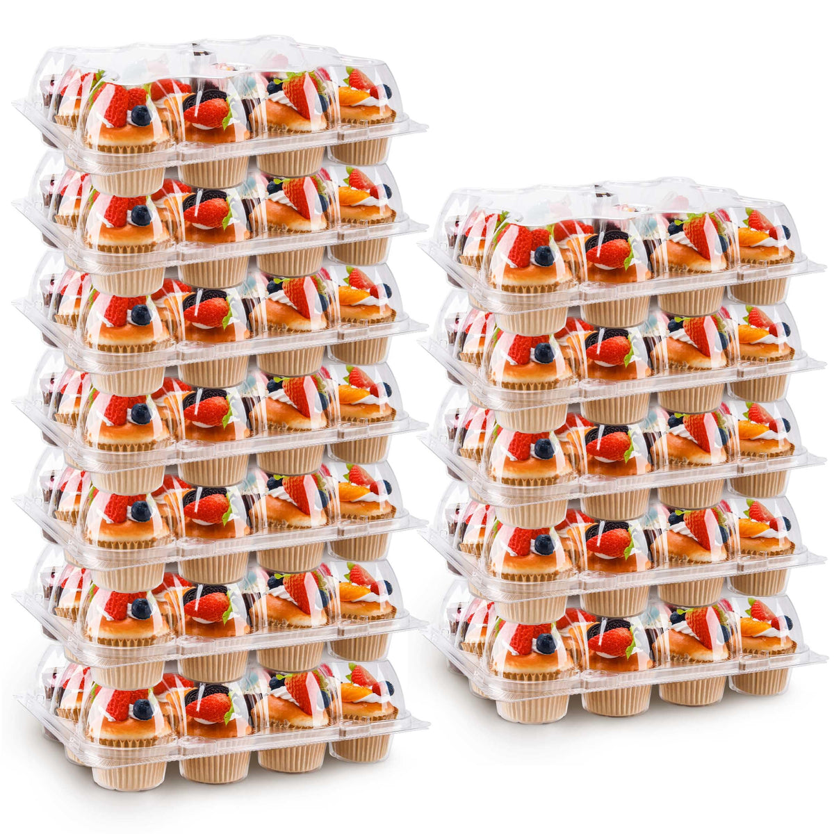 NPLUX cupcake container 12-pack showing stackable design for easy transport