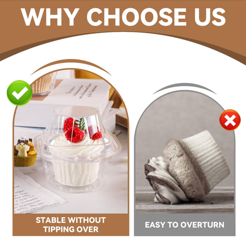 NPLUX deep dome cupcake box lets treats be seen clearly.