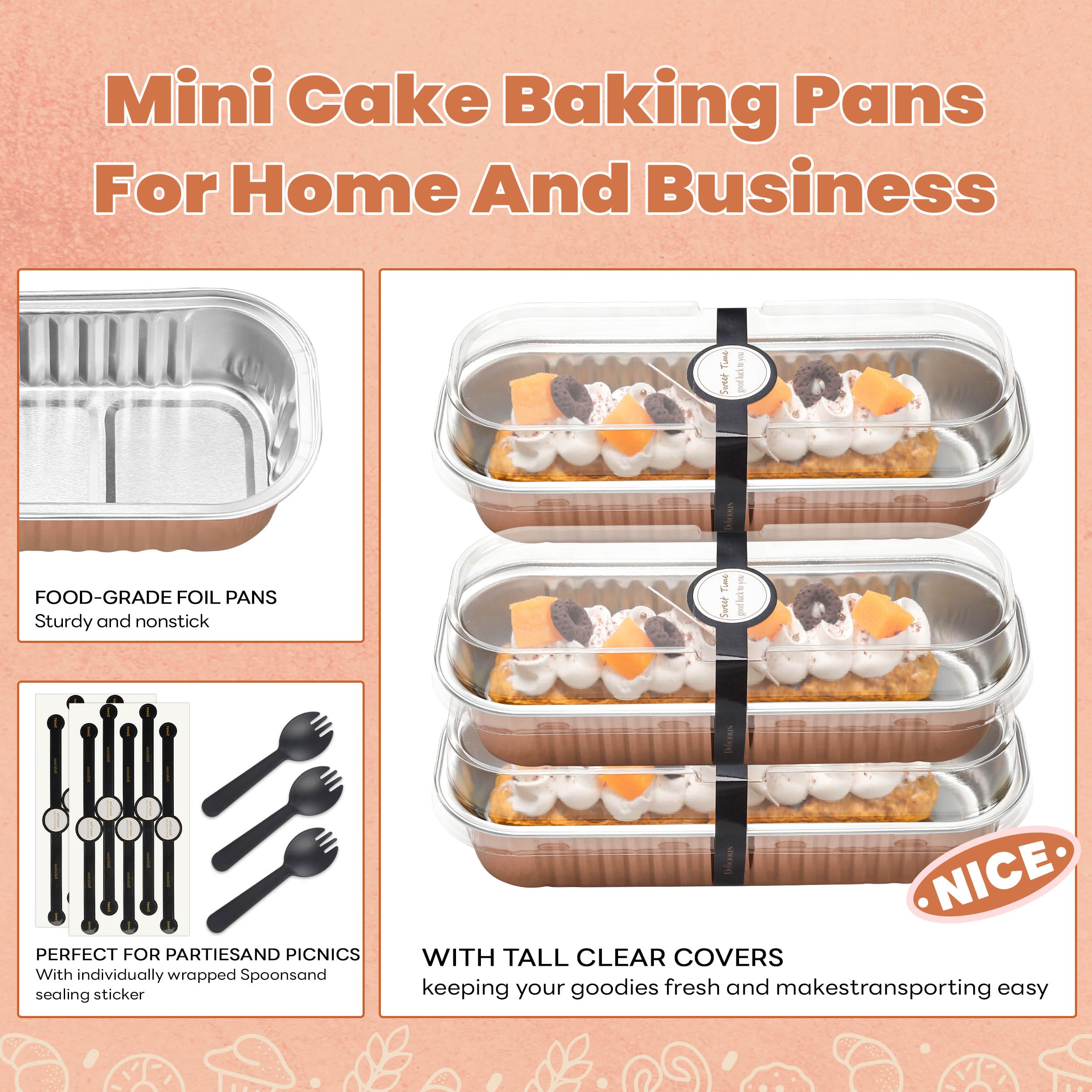 NPLUX mini cake pans ideal for birthdays, picnics, and outdoor parties.